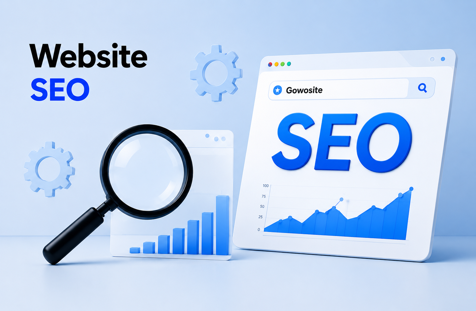 Website SEO optimization with search ranking analytics and keyword performance